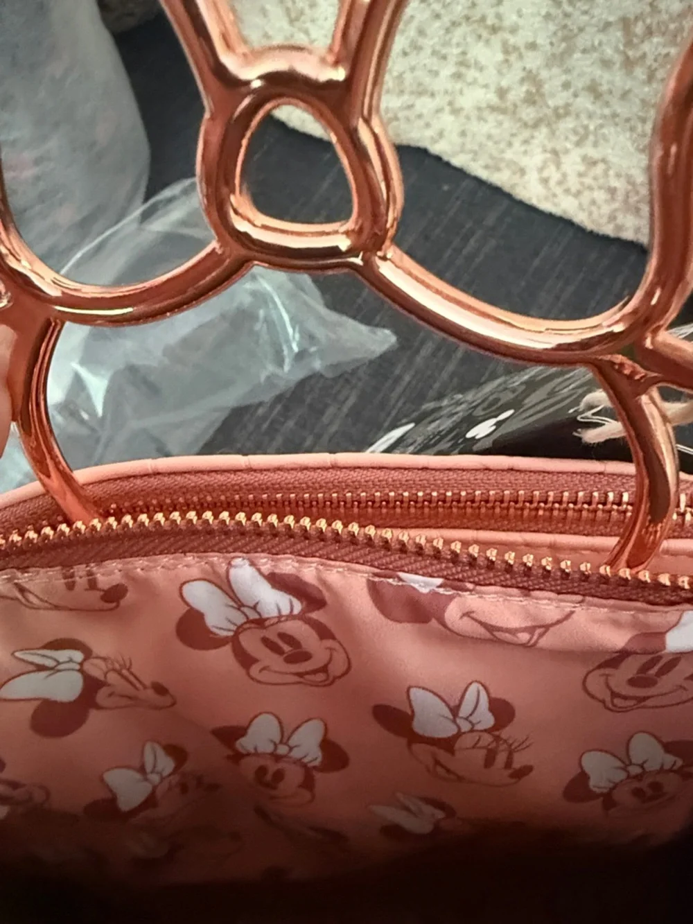 Loungefly Minnie Mouse Embossed Pink Mini Backpack with Rose Gold Bow